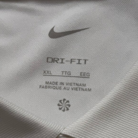 Nike Polo Shirt Mens 2XL Dri-Fit Coach Victory Golf Stretch White Striped NEW - Picture 4 of 6